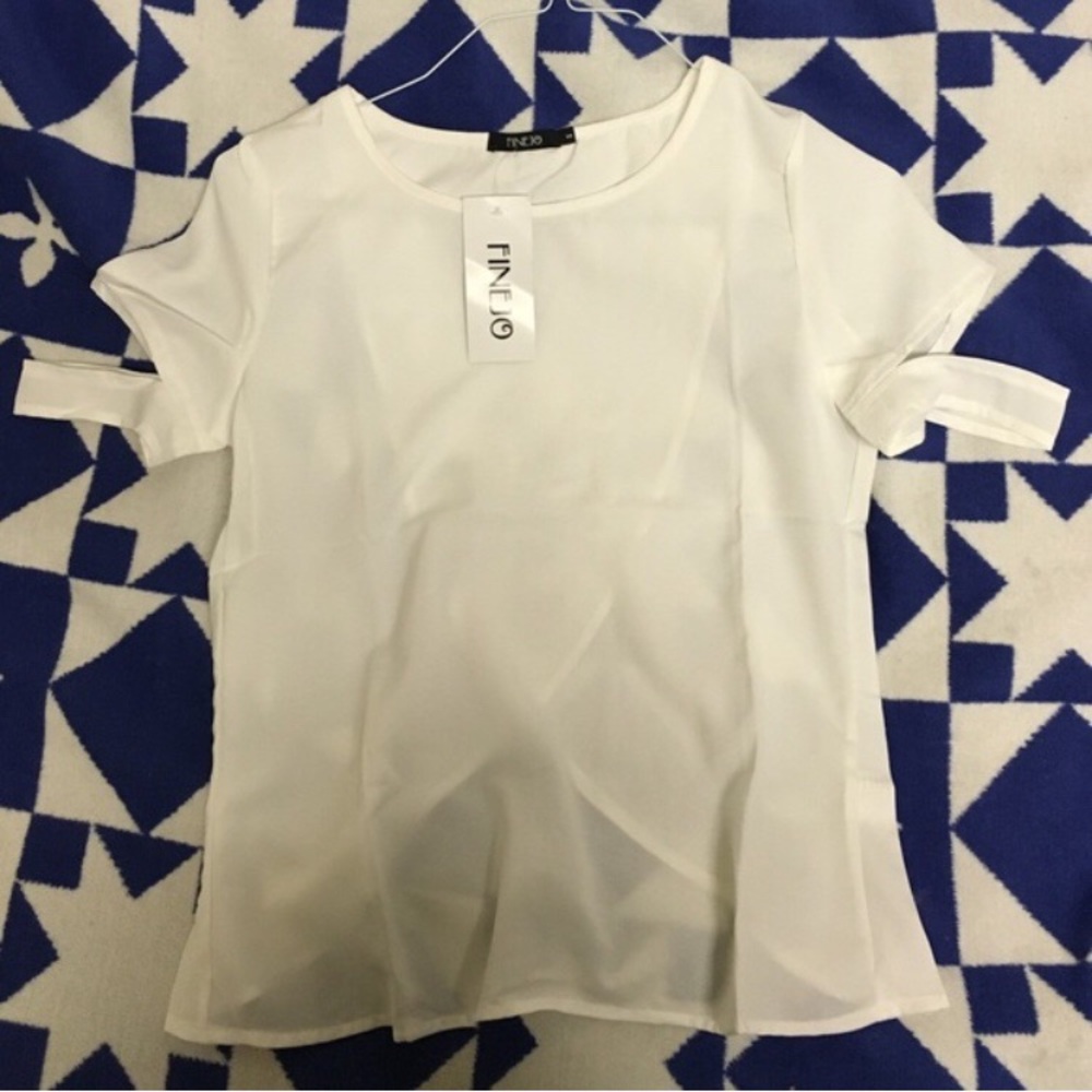 White cut out shirt